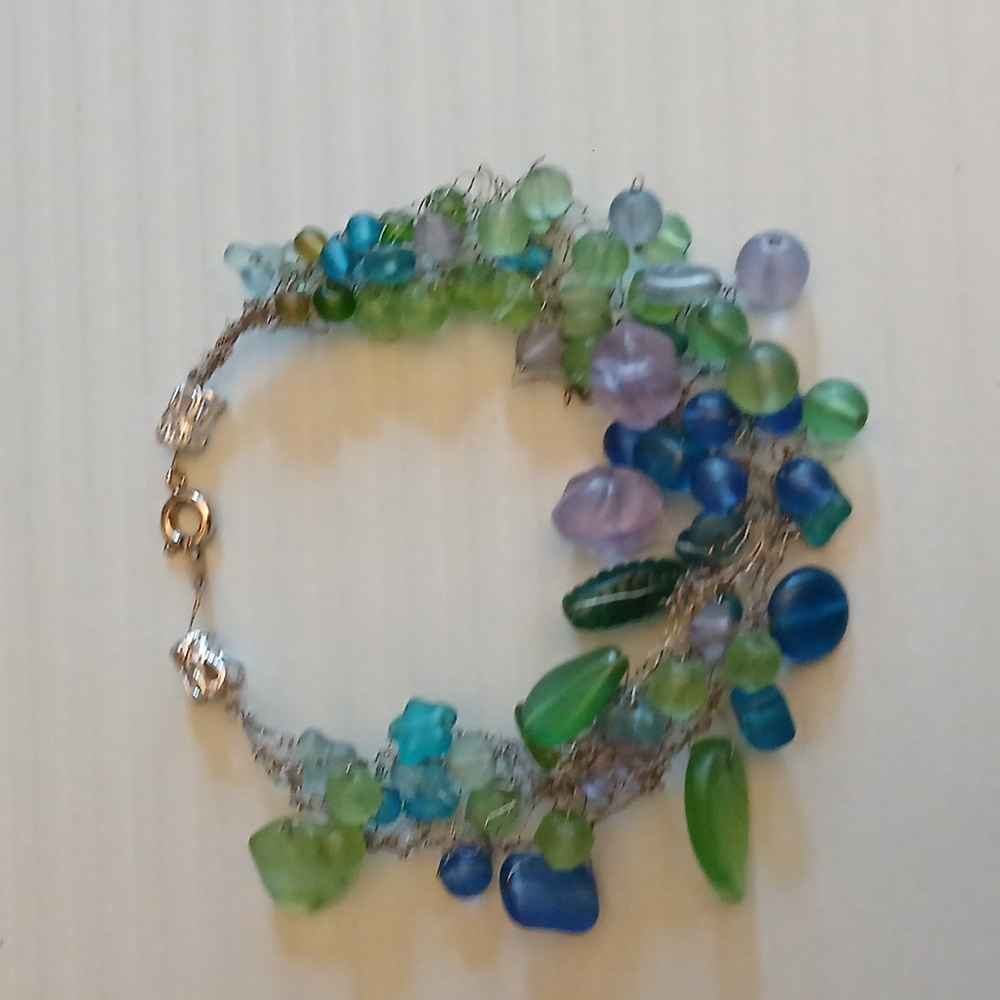 NWOT Artisan Women's Multicolor Wire Beaded Bracelet Sea Glass Color - Picture 10 of 17